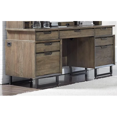 Contemporary Credenza Desk with Outlets and USB Port